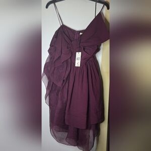 Leon Max Purple Silk Bow Cocktail Dress